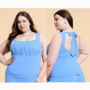 NWT Blogilates Bow Back Active Tank In Cool Blue Size Women's 2X